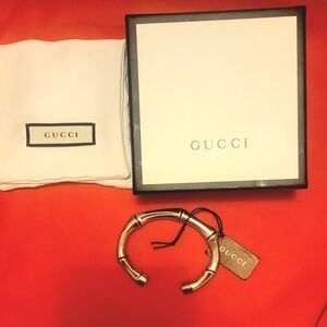Authentic Gucci Silver Bamboo Unisex Bracelet